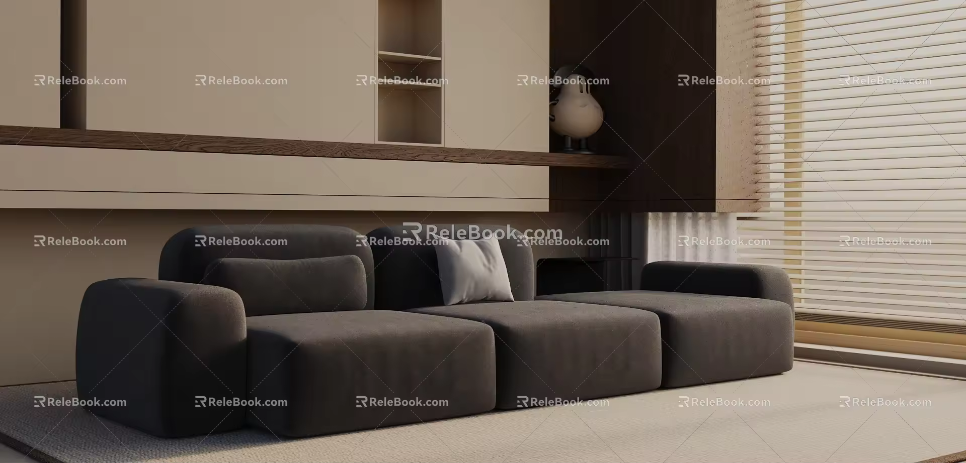 Modern three-seat sofa 3d model