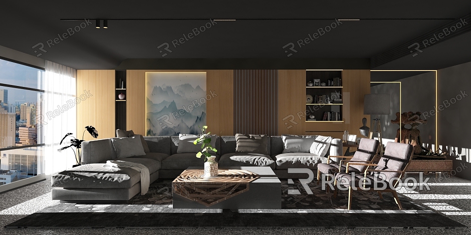 Modern high-end living room model