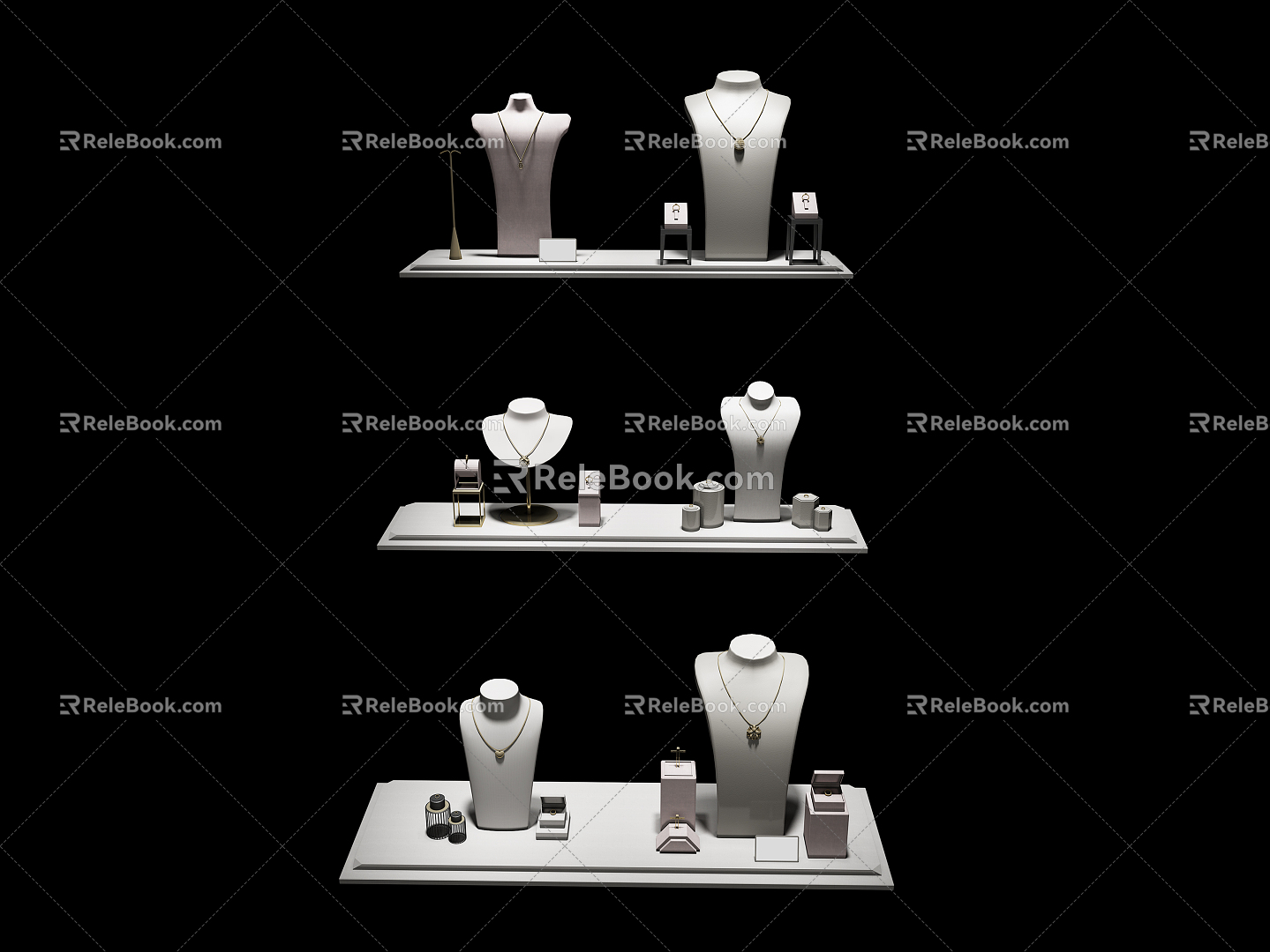 Modern jewelry props 3d model