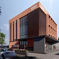 Red Brick Homestay Building With Large Windows Covered Entrance Greenery Flowers And Silver Car