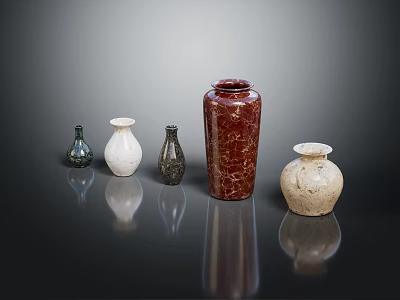 Colorful Decorative Vases In Various Styles For Home Interior 3d model