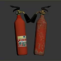 Red Household Fire Extinguishers Old And New With Black Nozzles Handles