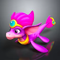 Cute Pink Fantasy Creature With Colorful Gemstone Accents And Yellow Collar Design