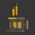 Yellow Gray Industrial Mechanical Component With Cylindrical Pipes Square Base And Panel 3d model