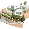 Modern Detached Villa With Geometric Architectural Design Roof Terrace And Garden Trees