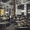Modern Sales Office Interior With Comfortable Seating Elegant Chandeliers Decorative Walls And Reception Area