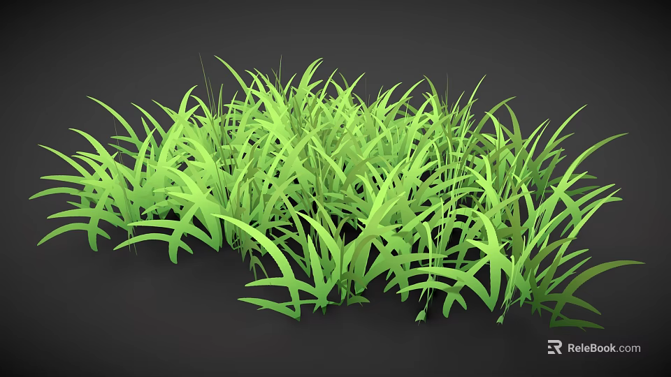 Lush Green Grass With Long Slender Leaves And Vibrant Color Against Black Background 3d model 