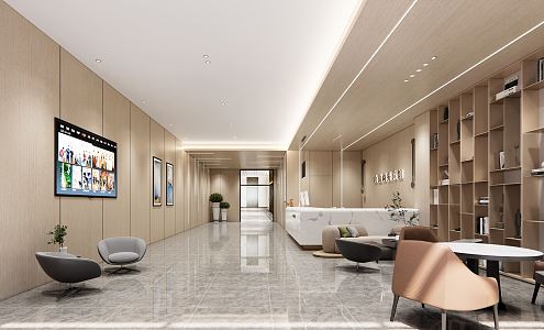 Modern Hall Hotel Lobby 3d model