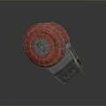 Practical Red Round Household Daily Use Item With White Logo And Gray Handle