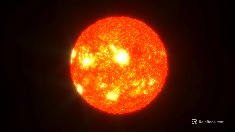 Vibrant Orange Sun With Bright Surface Flares And Active Solar Regions 3d model 