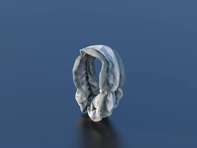 Gray And White Fabric Scrunchie With Soft Textured Design On Blue Background 3d model