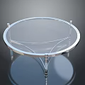Modern Round Glass Coffee Table With Sleek Metal Base And Transparent Top