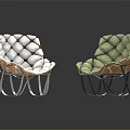 Modern Woven Leisure Chairs In White And Green With Metal Frame Design