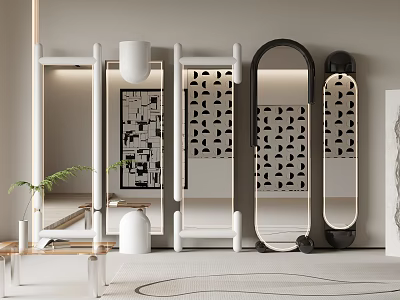 Modern Stylish Mirrors With Various Shapes And Decorative Patterns For Interior Decor 3d model
