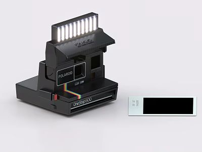 Polaroid Instant Camera With Flash And Film 3d model