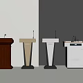 Modern Podiums with Microphones in Brown Black White and Wooden Top Styles