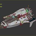 Futuristic Silver Spaceship Model With Sleek Design Detailed Structure And Blue Accents