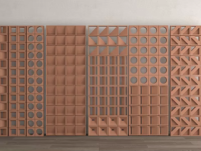 Modern Wooden Room Dividers With Various Geometric Patterns And Decorative Designs 3d model