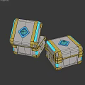 Activation Device With Blue Glowing Elements Golden Borders Two Boxes One Closed And One Open