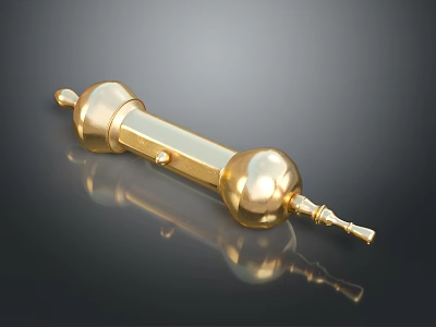 Golden Animal Sculpture With Spherical Ends And Cylindrical Body On Black Background 3d model
