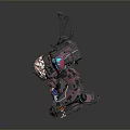 Futuristic Game Cinematic Female Character With Blue Outfit And Giant Mech Suit