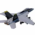 Gray Military Fighter Jet With Missiles On Wings Yellow Tail Fins US Insignia