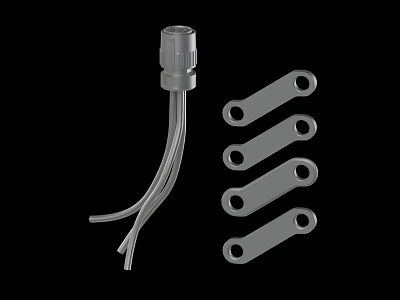Metal Connector With Three Tubes And Four Perforated Metal Plates 3d model