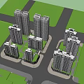 Modern High Rise Residential Complex Featuring Multiple Buildings And Surrounding Green Spaces
