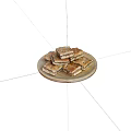 Delicious Stacked Square Pastry Pieces on Round Wooden Plate with Light Background