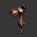Cartoon Moose Character with Big Red Nose and Brown Antlers in Playful Animated Design