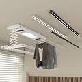 Ceiling Mounted Retractable Clothes Hanger With LED Lights And Hanging Garments