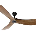 Modern Air Cooling Ceiling Fan With Three Wooden Blades And Black Motor Housing