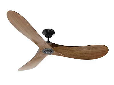 Modern Air Cooling Ceiling Fan With Three Wooden Blades And Black Motor Housing 3d model
