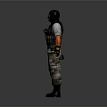 Man Wearing Black Mask Tactical Vest And Mechanical Arm With Camouflage Pants