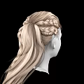 Game and Movie Character White Face Model With Brown Braided Hairstyle On Black Background