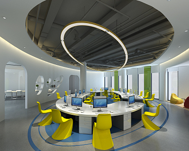 modern public office area office 3d model