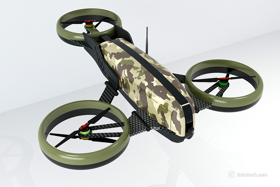 Advanced Camouflage Smart Drone With Four Rotors And Sturdy Body Design 3d model 