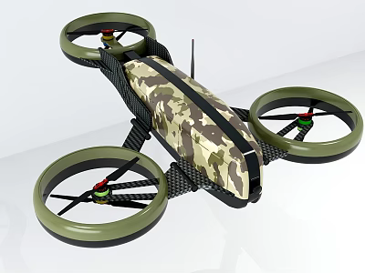 Advanced Camouflage Smart Drone With Four Rotors And Sturdy Body Design 3d model