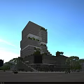 Modern Multi Storey Office Building With Glass Curtain Wall And Green Plants In Urban Environment
