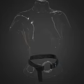 Glass Mannequin Waist With Black Leather Belt And Silver Circular Buckle