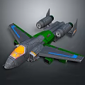 Green And Gray Toy Airplane Model With Blue Stripes Yellow Cockpit Wings And Engines