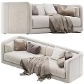 Comfortable Modern Two Seater Sofa With Soft Fabric Pillows And Throw Blanket 3d model