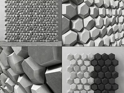 Modern Geometric 3D Wall Decor With Hexagonal Concrete Textured Patterns 3d model
