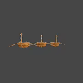 Two Handcrafted Wooden Boats With Oars And Detailed Wooden Supports