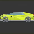 Yellow Modern Low Poly Car With Geometric Shapes Transparent Windows And Gray Wheels