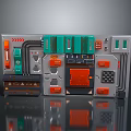 Modern Computer Motherboard With Green Orange Components Slots And Technical Ports 3d model