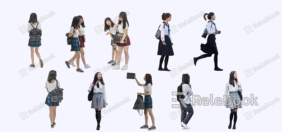 2D School Uniform Student Female Student College Student Middle School Yellow Asian model