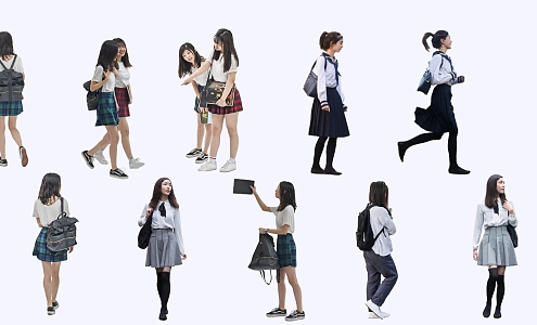 2D School Uniform Student Female Student College Student Middle School Yellow Asian 3d model