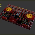 Colorful DJ Mixer with Knobs Buttons and Turntables as Professional Musical Instrument