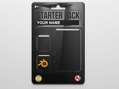 Customizable Starter Pack Design With Your Name Orange Logo Square Compartments And A1 Label 3d model